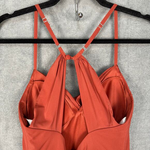 Azazie Dress Womens A4 Rust Maxi Sleeveless Gown Wedding Bridesmaid Slit Keyhole - Picture 5 of 14